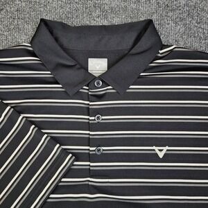 Callaway Opti-Dri Golf Polo Shirt Mens XXL Black Stripe Performance Lightweight